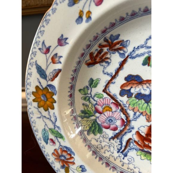 Early Mason's Ironstone Soup Bowl Flying Bird Pattern Circa 1825 - Picture 3 of 7